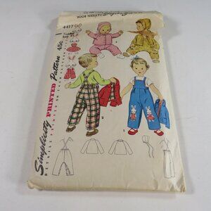 Simplicity Clothing Pattern 4417 (complete) Toddler Clothes size 1